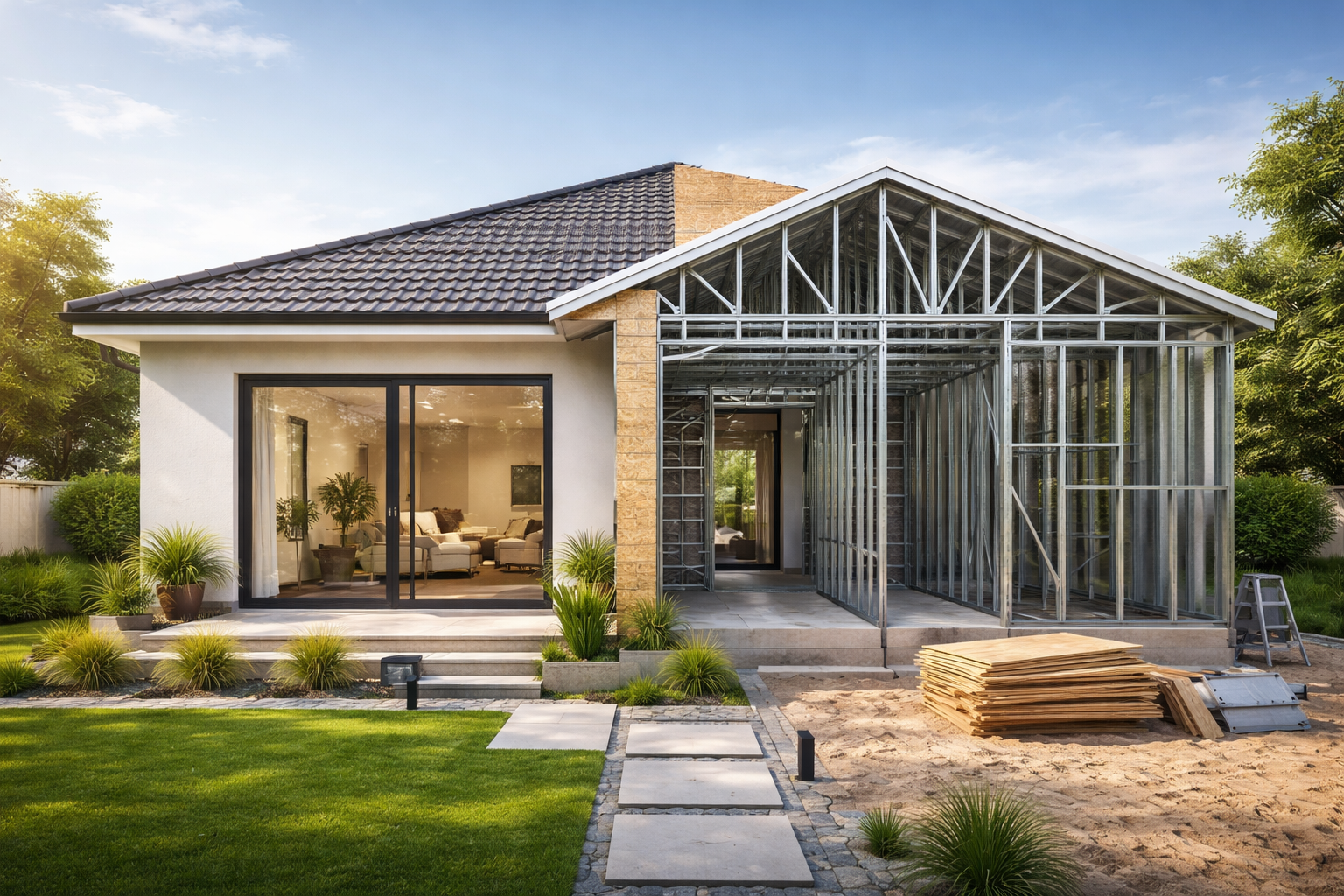 Construcción en seco Steel Frame - divisiones y revestimientos